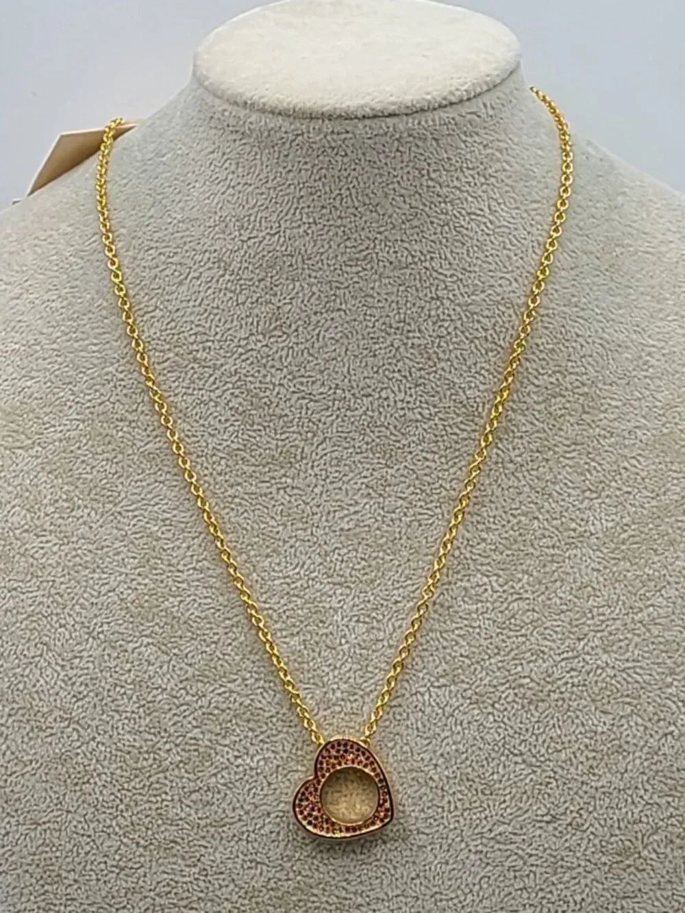 Kurt Geiger Pink Clear Crystal Pave Heart Pendant NWT